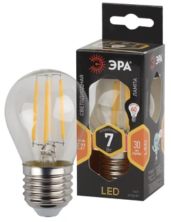 Лампа светодиодная ЭРА F-LED P45-7W-827-E27
