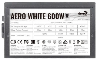 Блок питания AeroCool Aero White 600W 