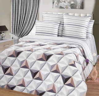 Комплект постельного белья Миланика Графика, 1.5 спальный, поплин, наволочки 70х70 см 