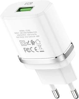 Сетевое зарядное устройство hoco C12Q Smart White 