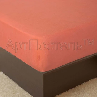 Простыня махровая на резинке 90*200 Персик 