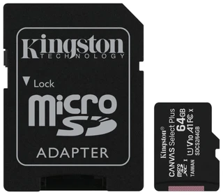Карта памяти microSDXC Kingston Canvas Select Plus 64GB + адаптер SD (SDCS2/64GB) 
