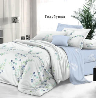 Комплект постельного белья Butterfly Голубушка 1.5 спальный, сатин Люкс, наволочки 70х70 см