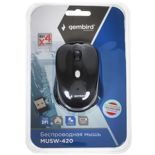 Мышь беспроводная Gembird MUSW-420 черный 