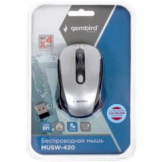 Мышь беспроводная Gembird MUSW-420 серебристый 