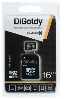 Карта памяти microSDHC DiGoldy class 10 16GB + SD adapter (DG016GCSDHC10-AD) 