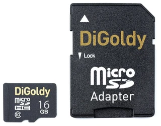 Карта памяти microSDHC DiGoldy class 10 16GB + SD adapter (DG016GCSDHC10-AD) 