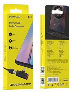 Адаптер Borofone BV8 USB-C - USB-C & 3.5mm jack черный 