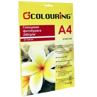 Фотобумага глянцевая Colouring CG-БГ-240-А4-25, 25 листов