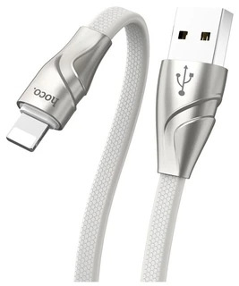 Кабель USB2.0 Am - Lightning (8-pin) 1.2м, 2.4A, Hoco U57 Twisting, плоский, черный 