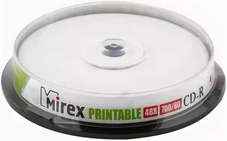 Диск CD-R Mirex 700Mb 48x Printable упаковка, 10 шт 
