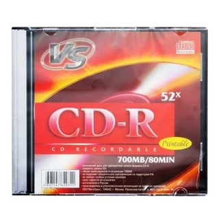 Диск CD-R VS 700Mb 52x Printable Slim Case, 5 шт (20311)