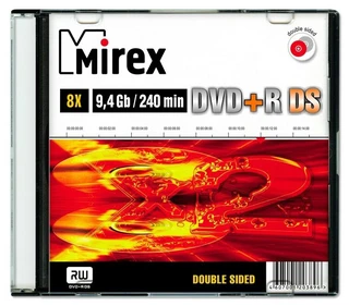 Диск DVD+R Mirex 9.4Gb 8x Slim Case Double Sided 