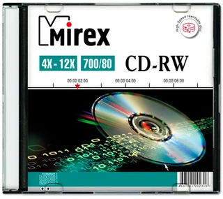 Диск CD-RW Mirex 700Mb 4-12x Slim case