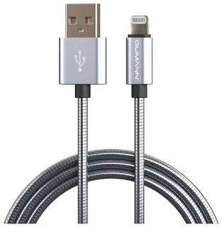 Кабель USB2.0 Am - Lightning (8-pin) Qumann 1.0 м, черный глянец 