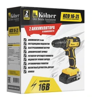 Дрель-шуруповерт Kolner KCD 16-2L 