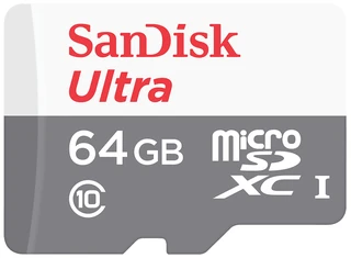 Карта памяти microSDHC SanDisk Ultra 64GB + адаптер SD (SDSQUNR-064G-GN3MA) 