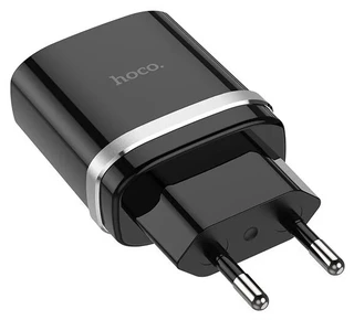 Сетевое зарядное устройство hoco C12Q Smart Black + кабель Type-C 