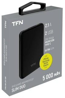 Внешний аккумулятор (Power Bank) 5000мАч TFN Slim Duo 