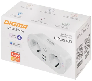 Умная розетка DIGMA DiPlug 400 EU Wi-Fi белый 