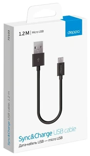 Кабель Deppa USB2.0 Am - microUSB (72103), черный 