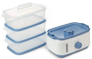 Пароварка CENTEK CT-1462, белый/голубой 