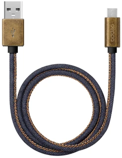 Кабель Deppa Jeans USB - microUSB, 1.2 м, 2.4 A, медь/джинса, синий 
