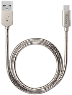 Кабель Deppa Metal USB - microUSB, 1.2 м, 2.4 A, алюминий, стальной