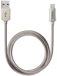 Кабель Deppa Metal USB-A 2.0 - micro USB, 1.2 м, 2.4 А, стальной (72273) 