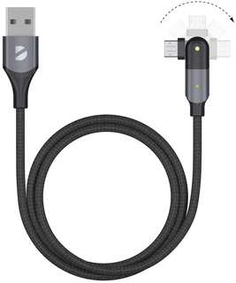 Кабель Deppa USB - microUSB, 1.2 м, 3 A, поворотный, черный 