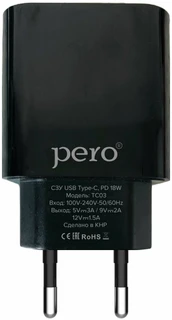 Сетевое зарядное устройство PERO TC03 черный 