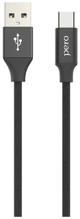 Кабель PERO DC-02 USB - Type-C, 1 м, 2 A, черный 