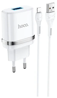 Сетевое зарядное устройство hoco N1 Ardent, белый + кабель Lightning 