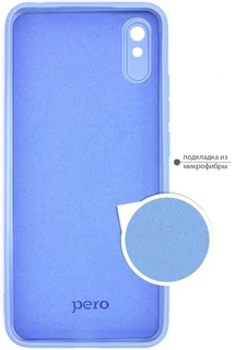 Накладка PERO LIQUID SILICONE для Xiaomi Redmi 9A, голубой 