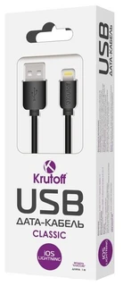 Кабель USB2.0 Am - Lightning (8-pin) 1.0м, 1.5А, Krutoff Classic, черный, пакет 