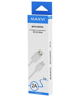 Кабель Maxvi MC-02 USB-A 2.0 - USB-C, 1 м, 2 A, белый 