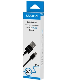 Кабель Maxvi MC-02 plus USB-A 2.0 - USB-C, 1.2 м, 2 A, черный 