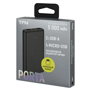 Внешний аккумулятор TFN Porta 5, 5000 мАч, черный 
