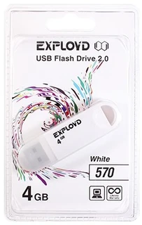 Флеш накопитель EXPLOYD 570 4GB белый 