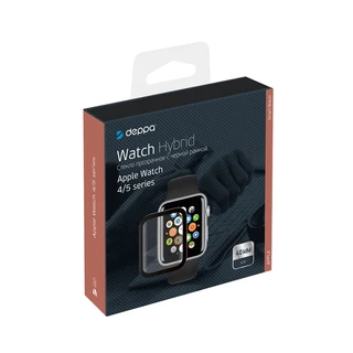 Защитное стекло Deppa Watch Protection PMMA для AppleWatch 4/5/6/SE, 40 мм, черная рамка 