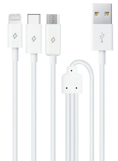 Кабель ttec Universal 3 in 1 Lightning/micro USB/Type-C 1.2 м, 2.1 A, белый