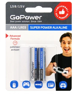 Батарейка AAA GoPower LR03-2BL