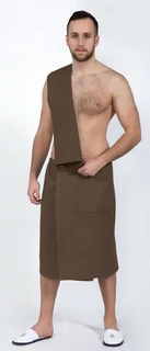 Набор для бани и сауны мужской АРТПОСТЕЛЬ Коричневый: килт+полотенце, вафельное полотно 