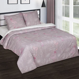 Комплект постельного белья АРТПОСТЕЛЬ DE LUXE Фламинго 2 спальный Евро, поплин, наволочки 70х70 см 