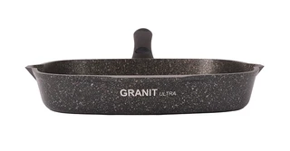 Сковорода-гриль Kukmara Granit Ultra Original, 28 см, с крышкой, со съемной ручкой 