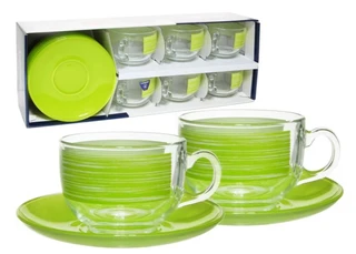 Набор чайный Luminarc Brush Mania Green, 220 мл, 12 предметов 
