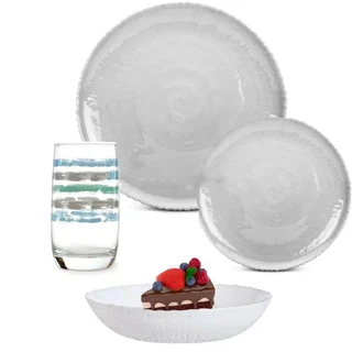 Набор столовой посуды Luminarc Ammonite + стаканы Granit&White 16пр 