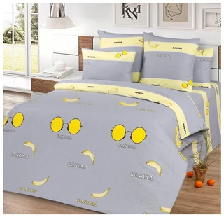 Комплект постельного белья Миланика Бананы 1.5 спальный, поплин, наволочки 70х70 см 