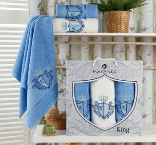 Комплект полотенец MERZUKA KING синий 3 шт: 50х90 см - 2 шт, 70х140 см; махра