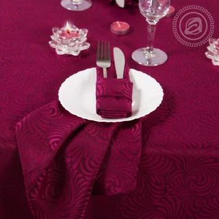 Набор столового белья АРТПОСТЕЛЬ Версаль бордо (скатерть: 150х150 см, 6 салфеток: 35х35 см) 